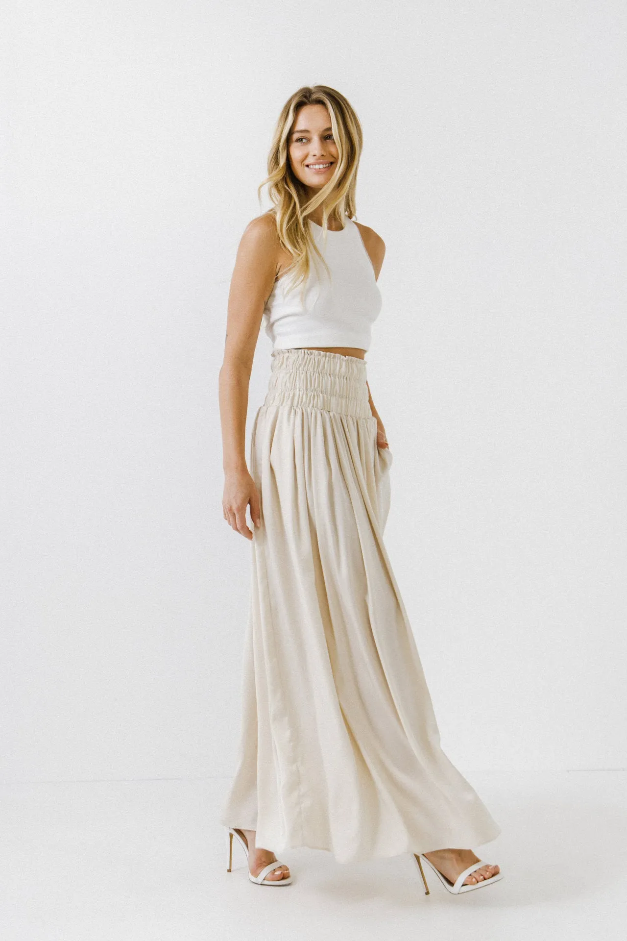 Elastic Waist Maxi Skirt