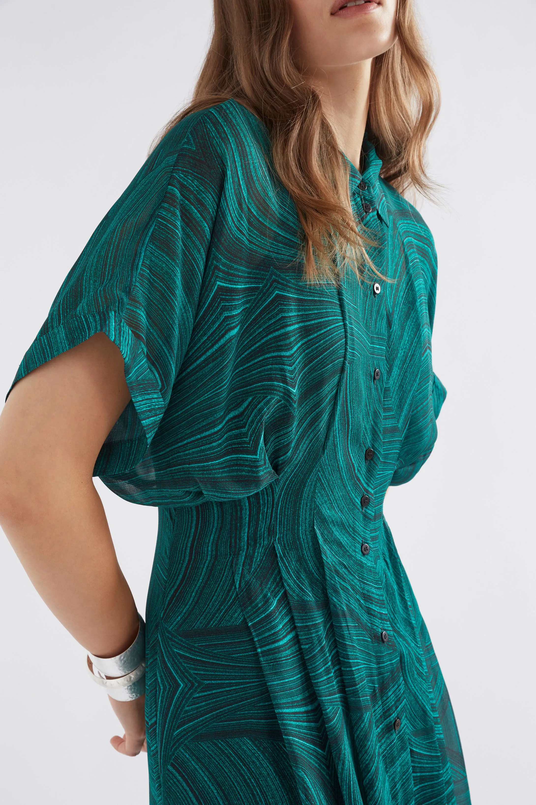 Elk Krava Sheer Dress - Malachite Print