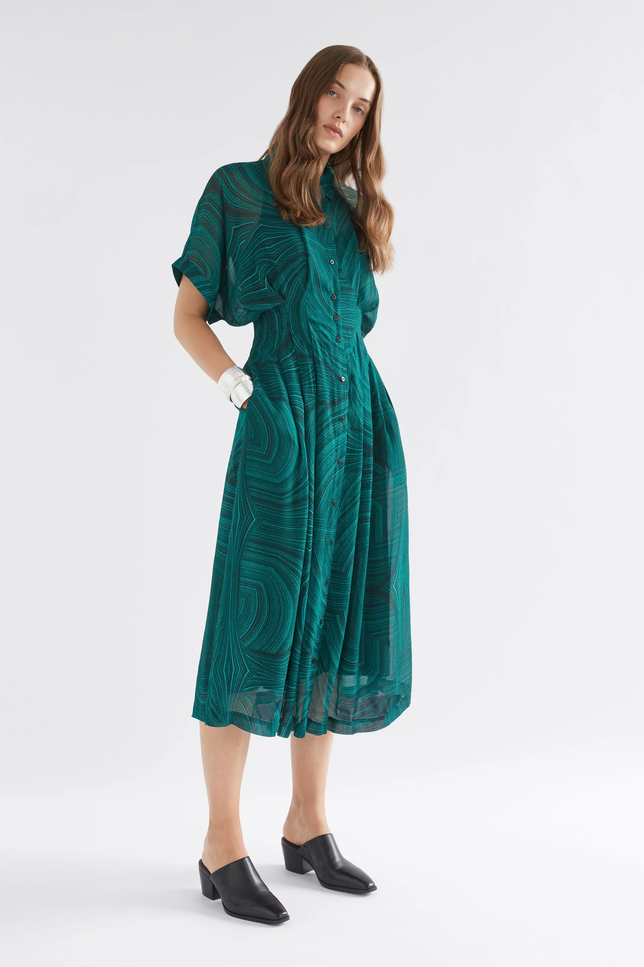 Elk Krava Sheer Dress - Malachite Print