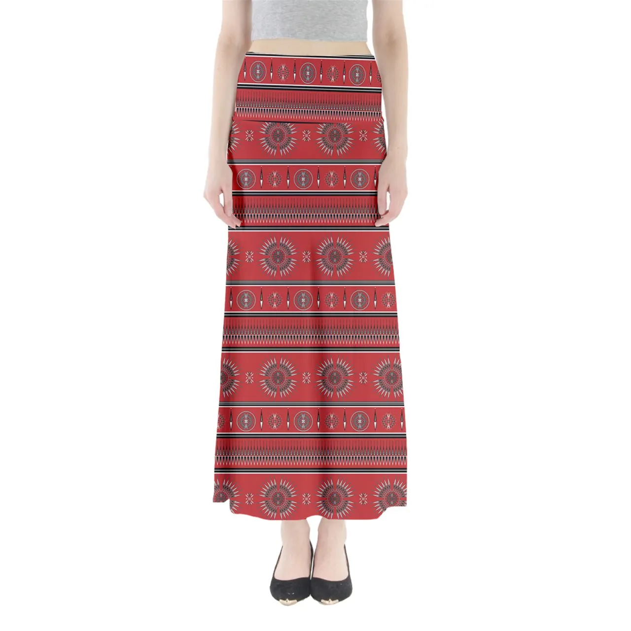 Evening Feather Wheel Blush Full Length Maxi Skirt