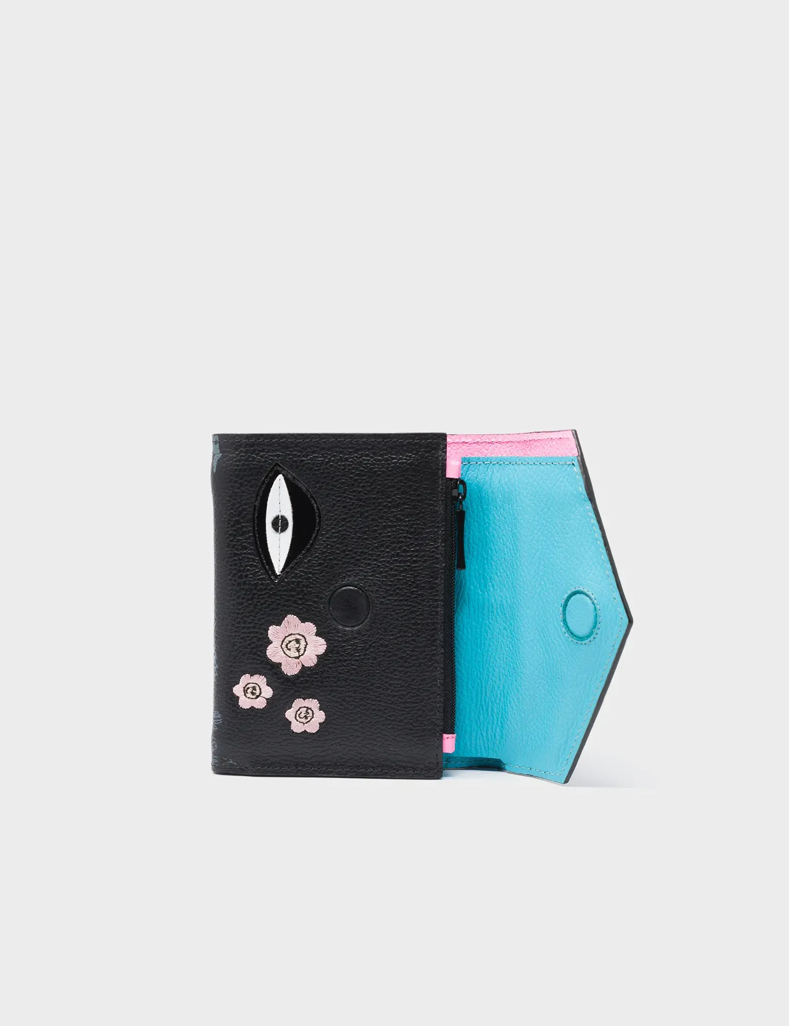 Fiona Black Leather Wallet - Urban Doodles Design