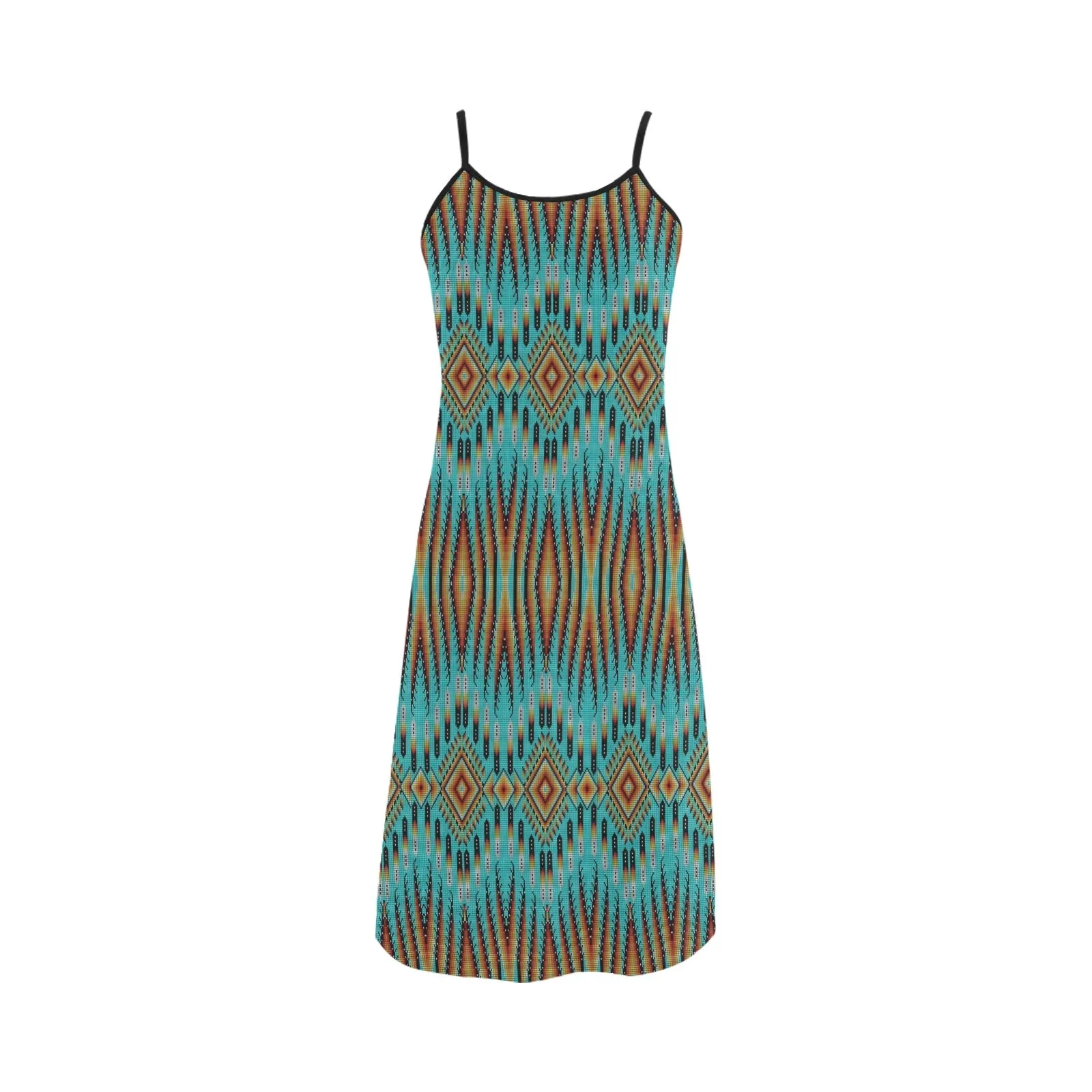 Fire Feather Turquoise Alcestis Slip Dress