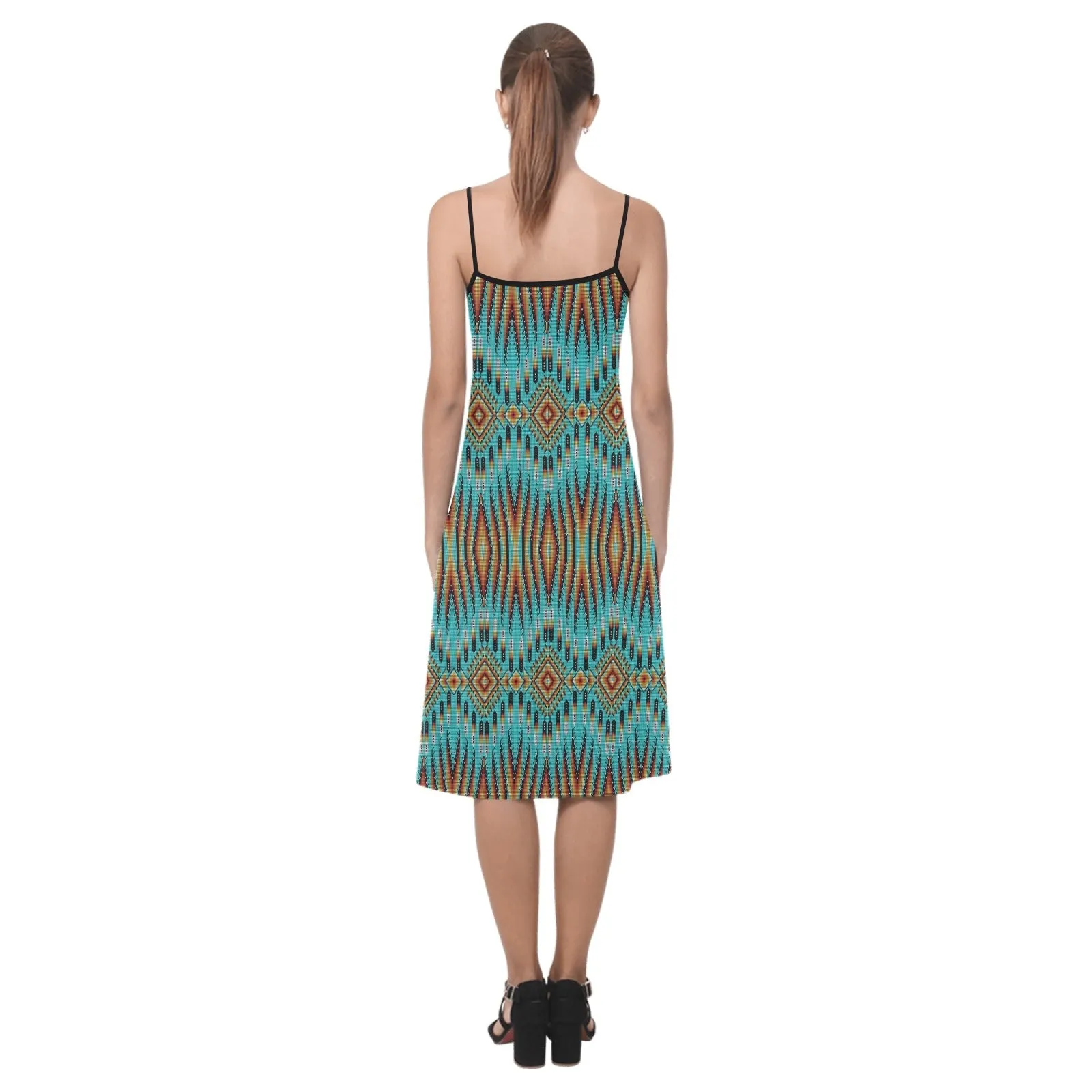 Fire Feather Turquoise Alcestis Slip Dress