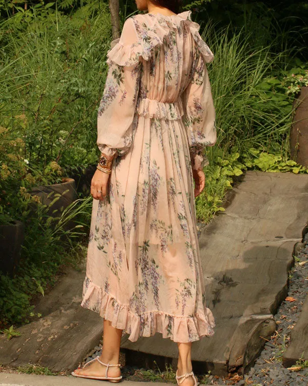 FLORAL CHIFFON GEORGETTE DRESS