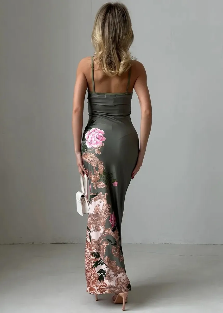 Floral Print Bodycon Maxi Dress