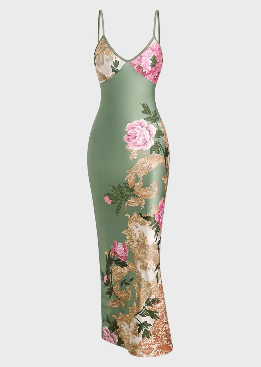 Floral Print Bodycon Maxi Dress