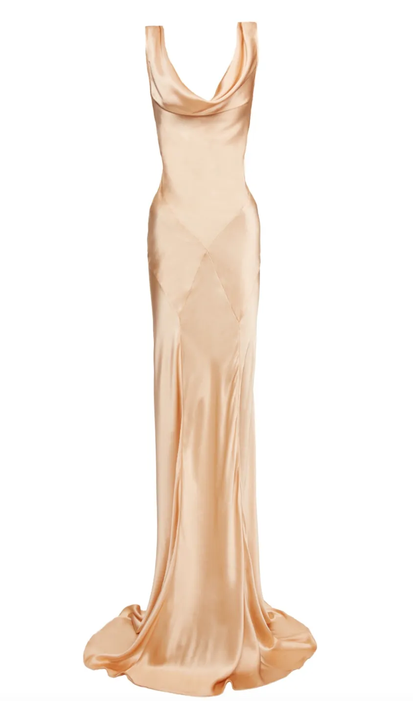 Florence Dress - Peach Silk