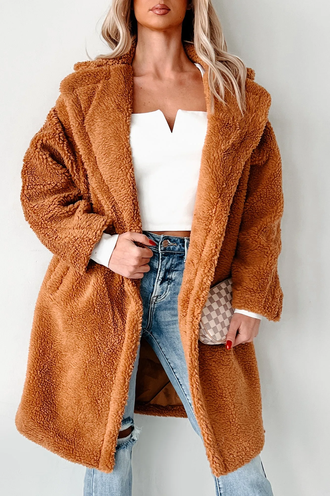 Frosty But Fabulous Oversized Sherpa Coat (Camel)