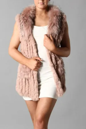 Fur Gilet in Dusky Pink