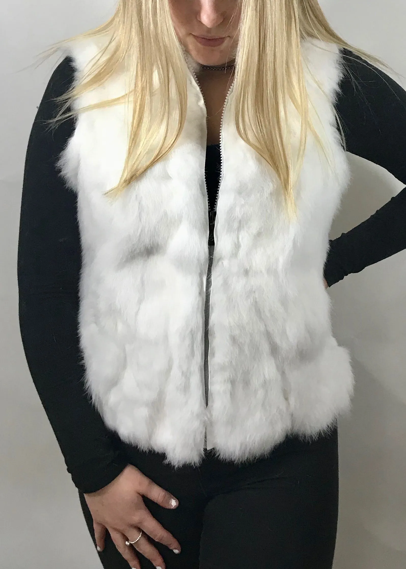 Fur Gilet in Snow White by Feathers Of Italy