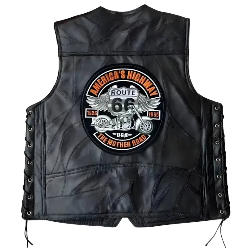 Gilet cuir biker homme - Route 66 Mother Road