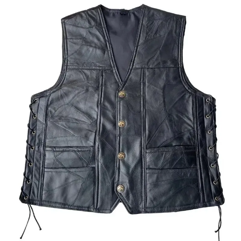 Gilet cuir biker homme - Route 66 Mother Road