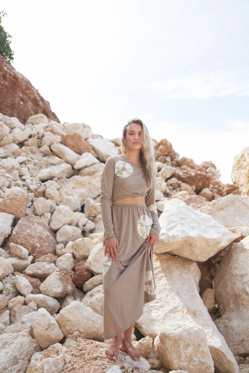 GOLDEN LIGHT MIDI DRESS - TAUPE