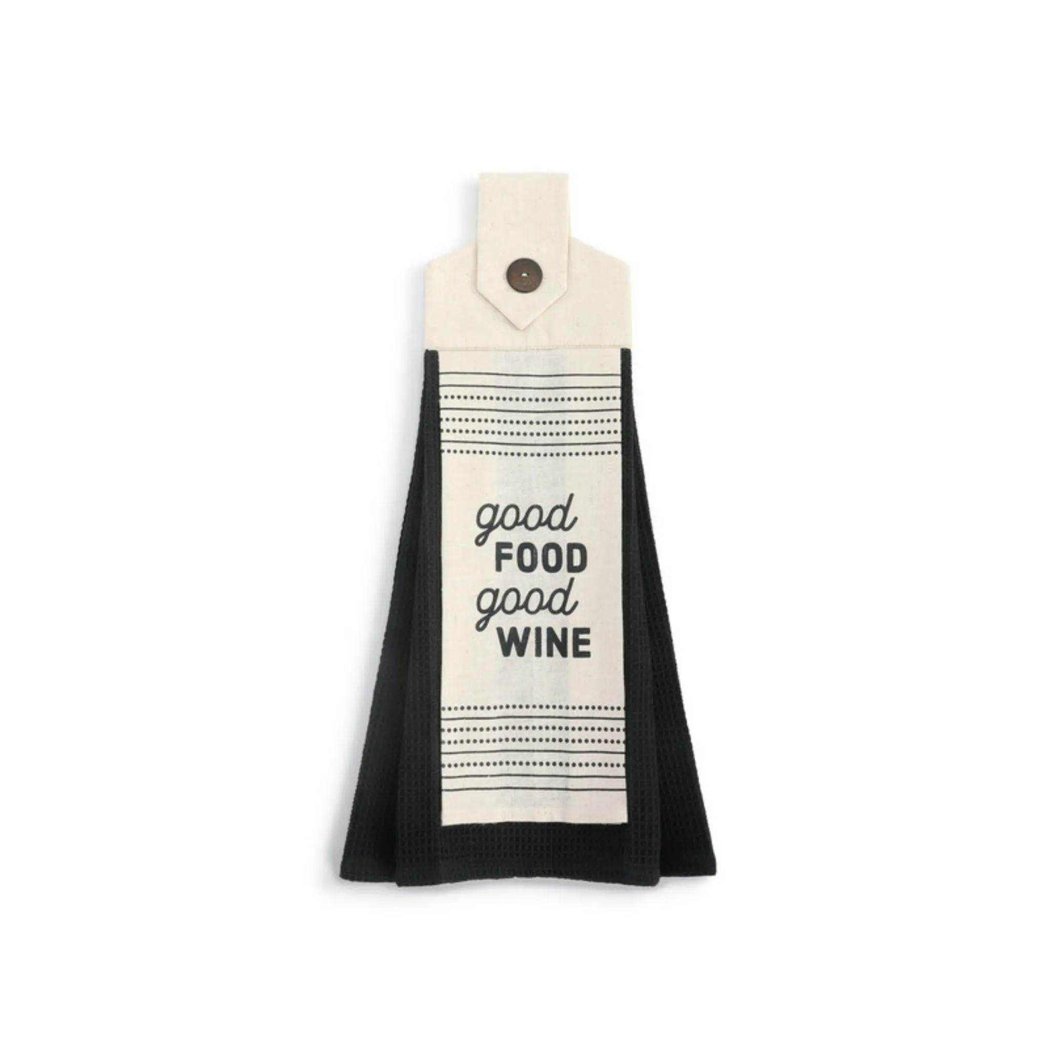 good food good wine button loop tea towel