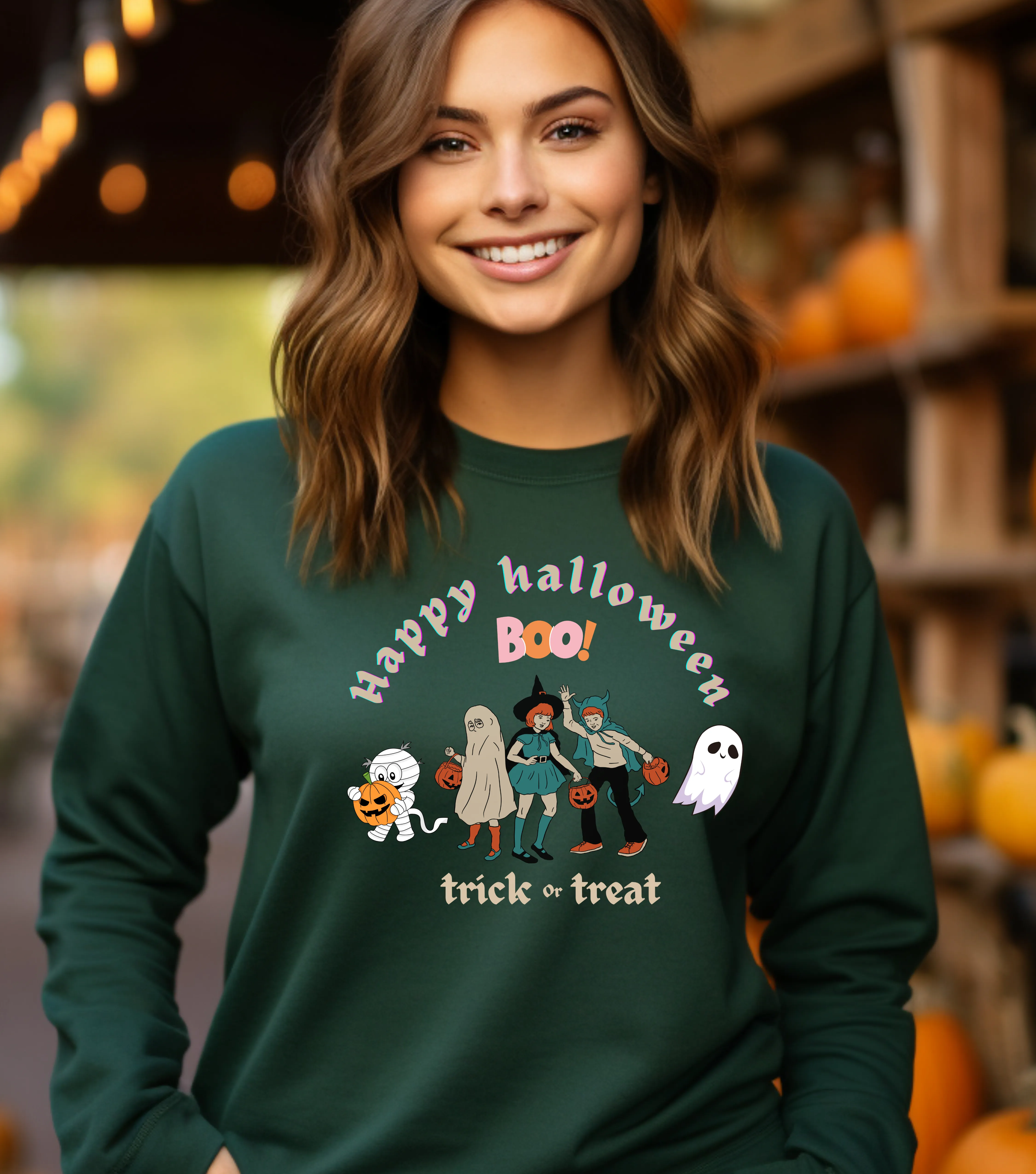 Happy hallloween Boo trick or treat sweatshirt