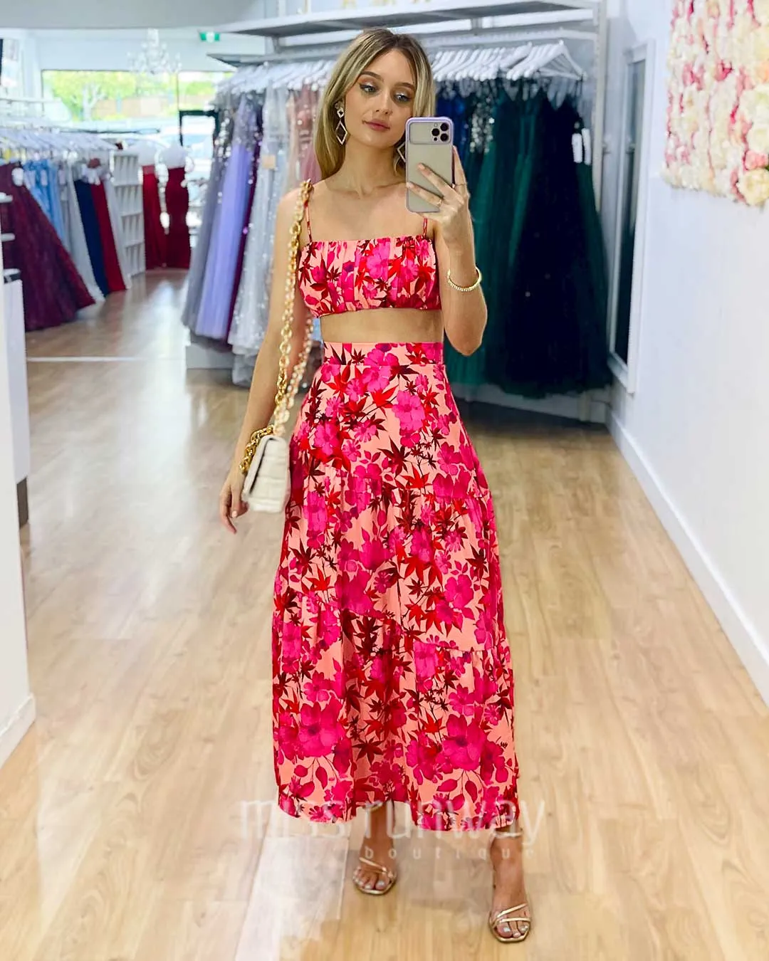 Heloise Maxi Skirt - Pink Floral