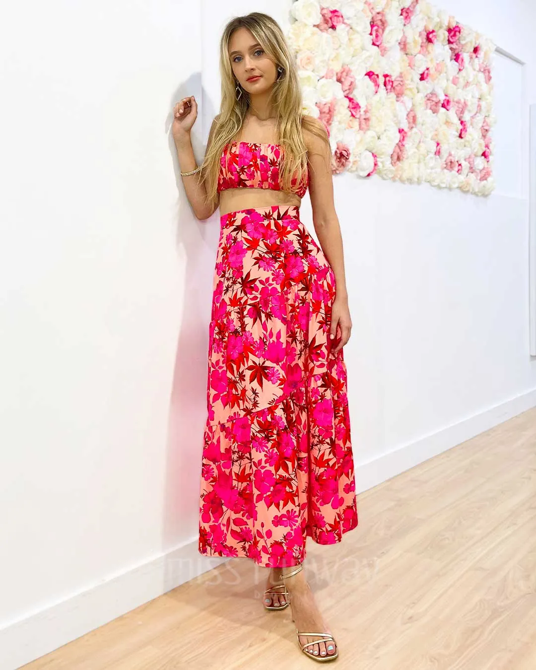 Heloise Maxi Skirt - Pink Floral