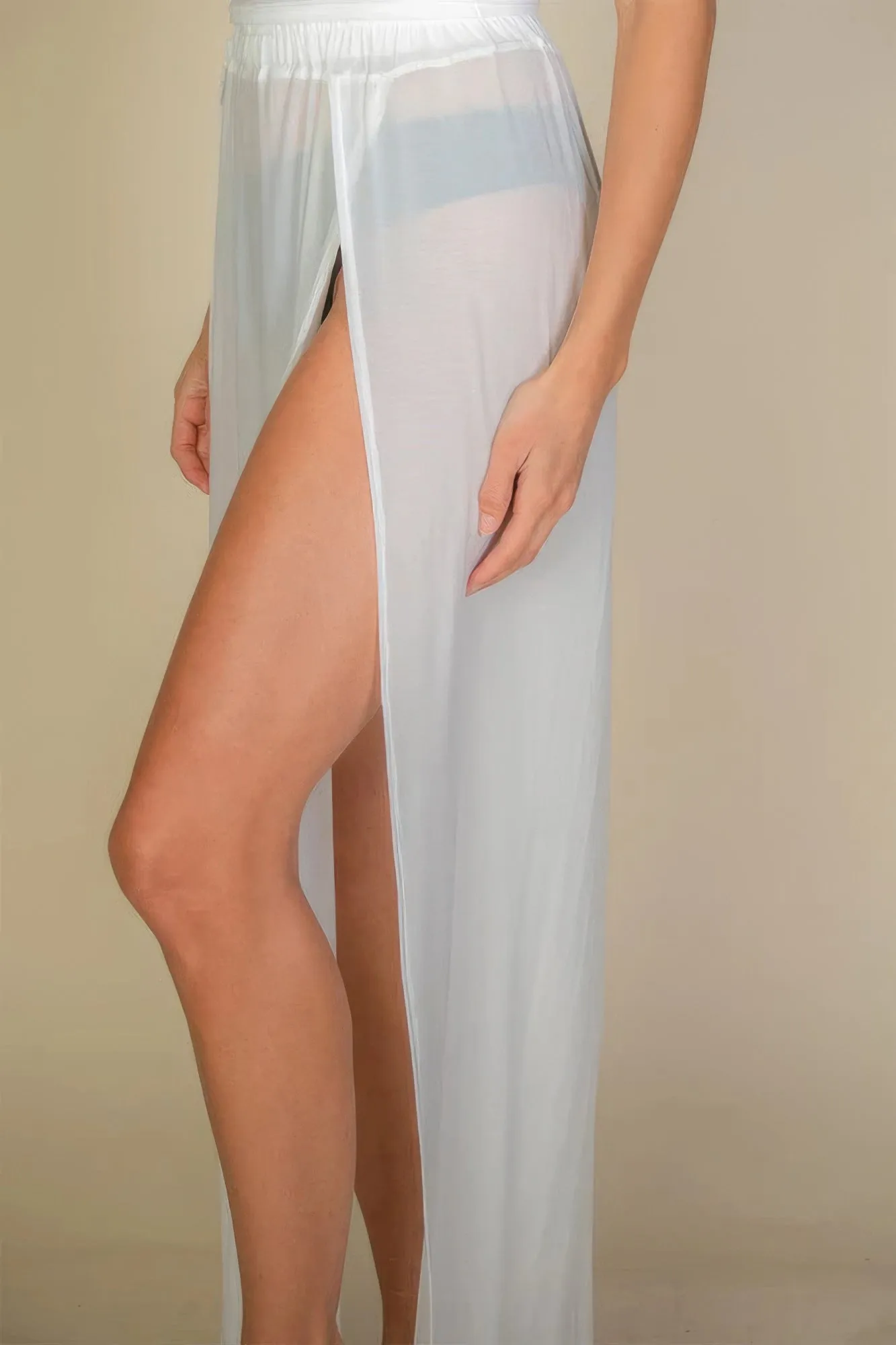 High Split Mesh Sheer Maxi Skirt