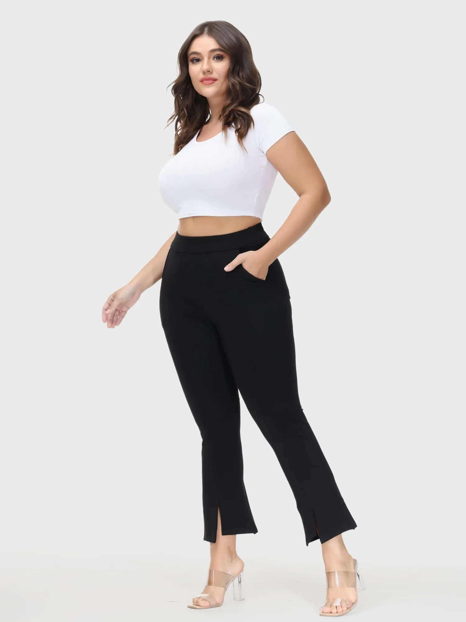 High-Waisted Skinny Stretch Pencil Pants with Pockets