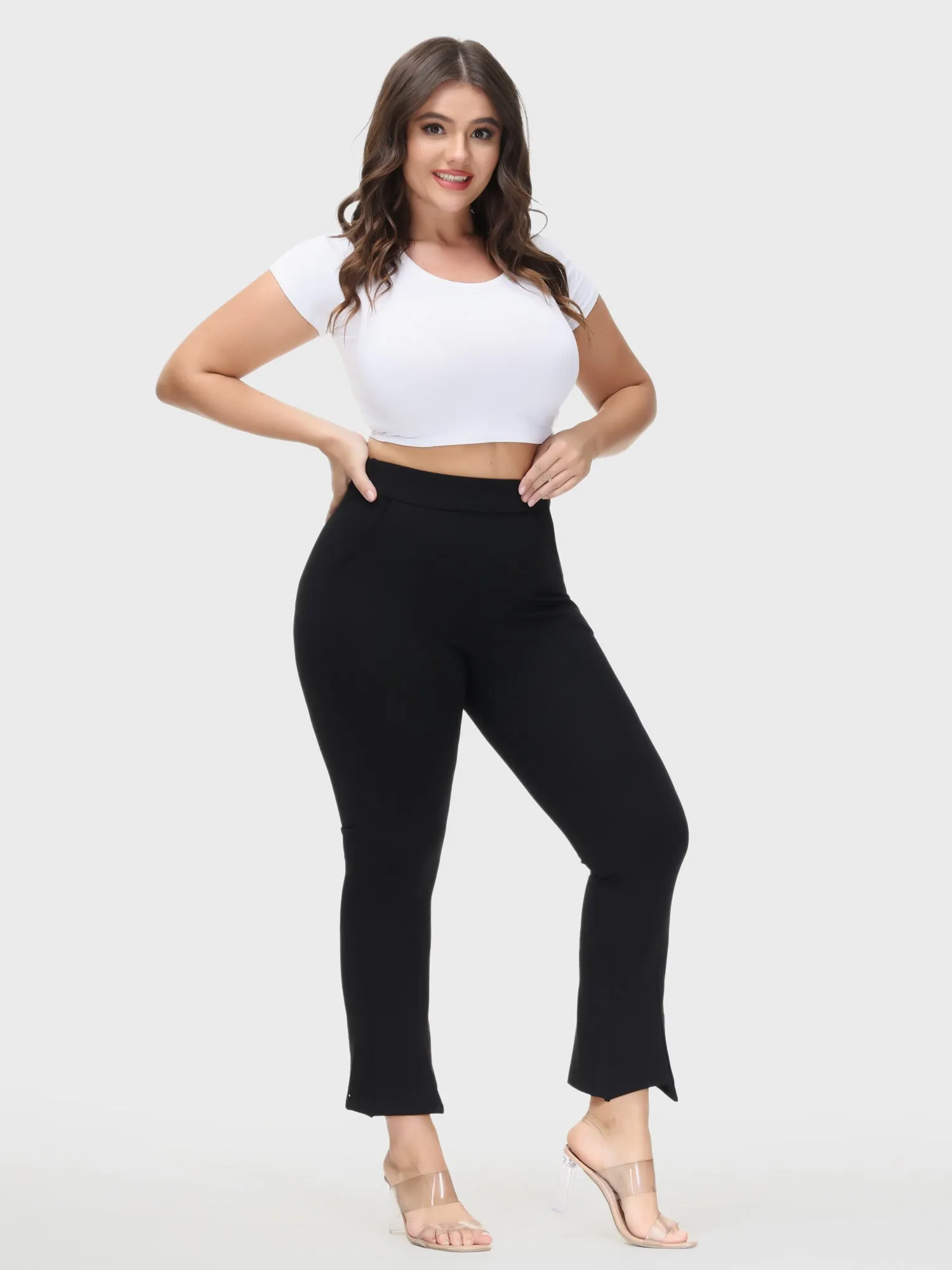 High-Waisted Skinny Stretch Pencil Pants with Pockets