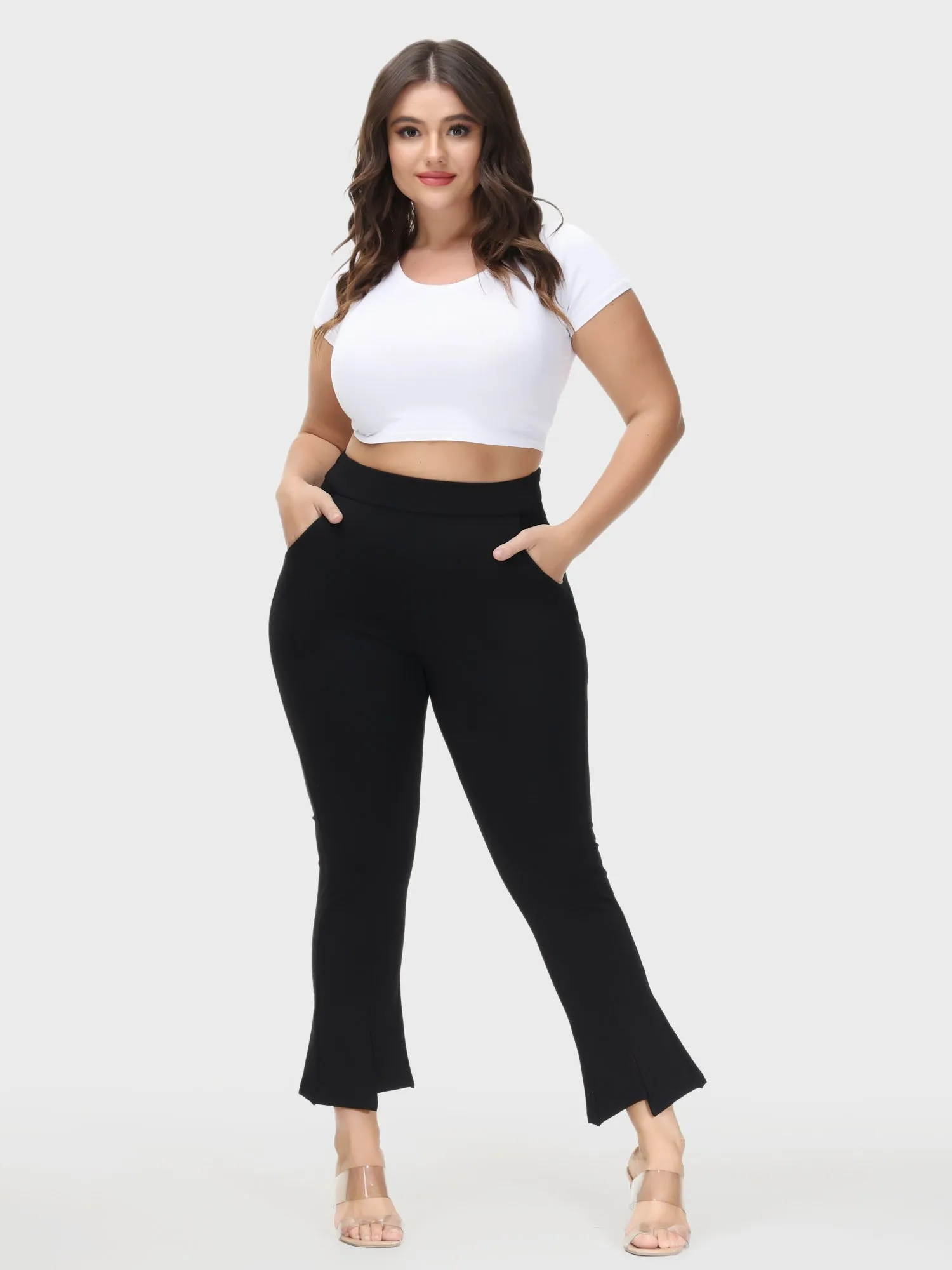 High-Waisted Skinny Stretch Pencil Pants with Pockets