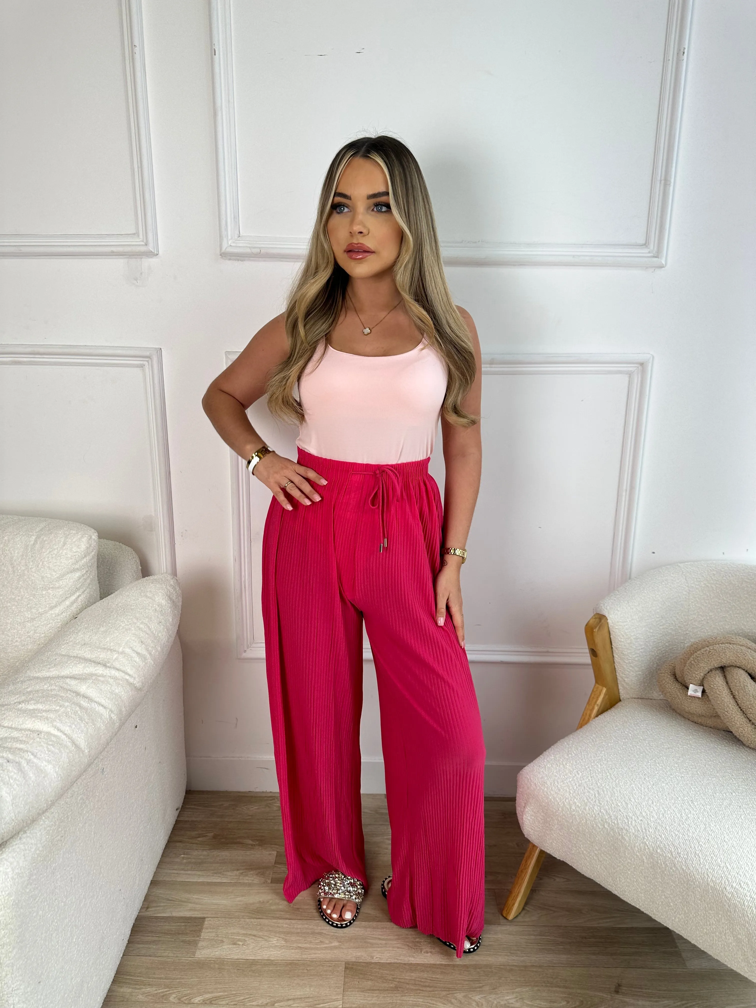 Hot Pink Pleated Trousers