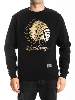 HUSTLE GANG SIGNATURE CHIEF SWEATSHIRT IN BLACK