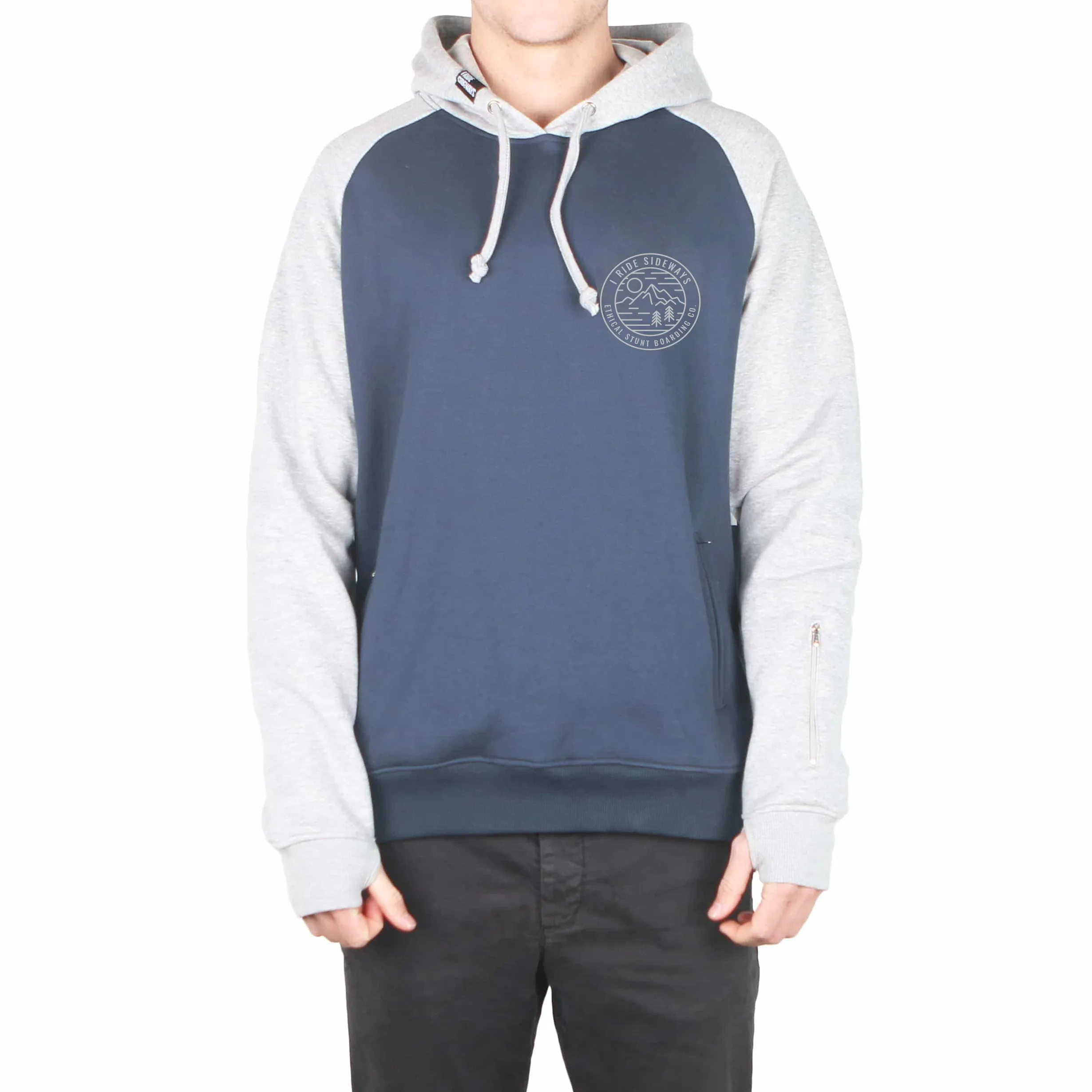 I Ride Sideways Serene DWR Sig Fit Hoodie Mens Navy / Grey Marle