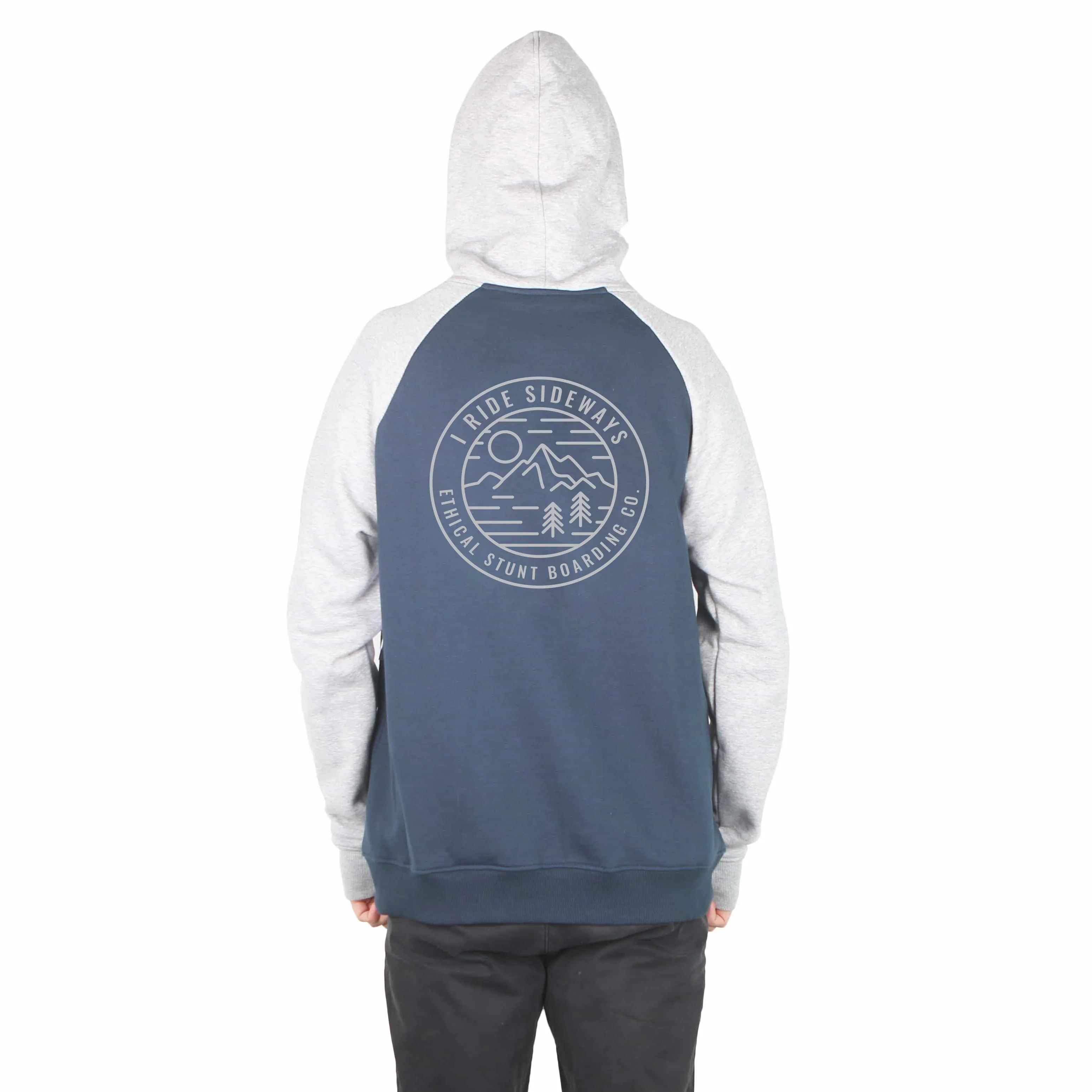 I Ride Sideways Serene DWR Sig Fit Hoodie Mens Navy / Grey Marle