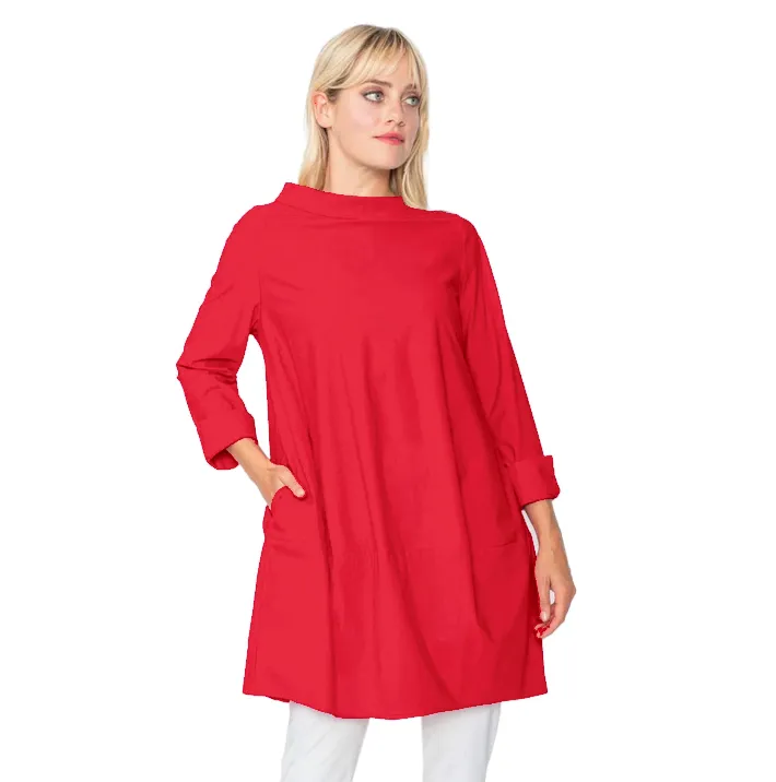 IC Collection Funnel-Neck Tunic in Red - 3226T-RD