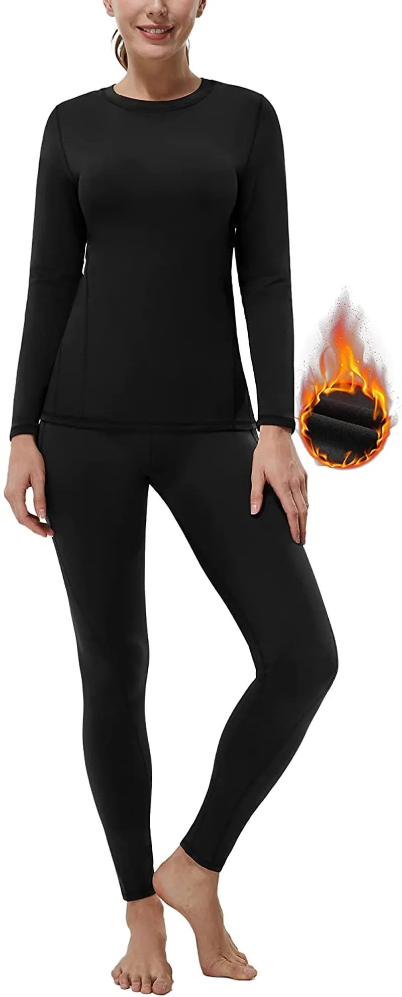 Joalena Women's Thermal Underwear Pajamas Set - Ultra-Soft Fleece Lined Long Johns Athletic Base Layer Top & Bottoms Suits