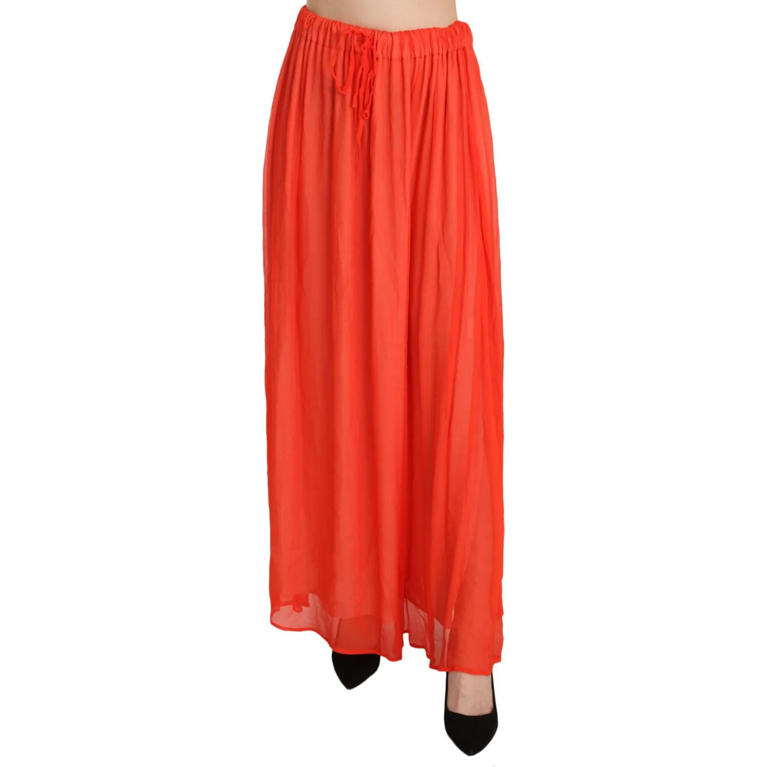 Jucca Elegant Orange Pleated Maxi Skirt