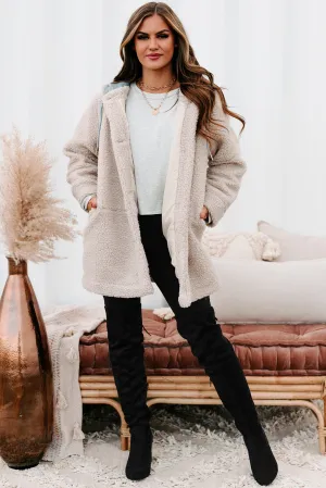 Keeping Me Toasty Hooded Teddy Coat (Light Beige/Grey)