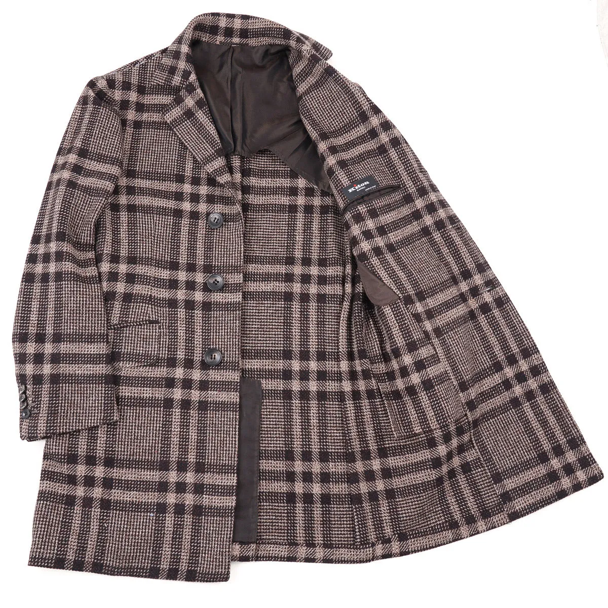 Kiton Layered Plaid Cashmere Overcoat