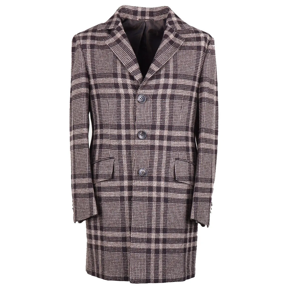 Kiton Layered Plaid Cashmere Overcoat