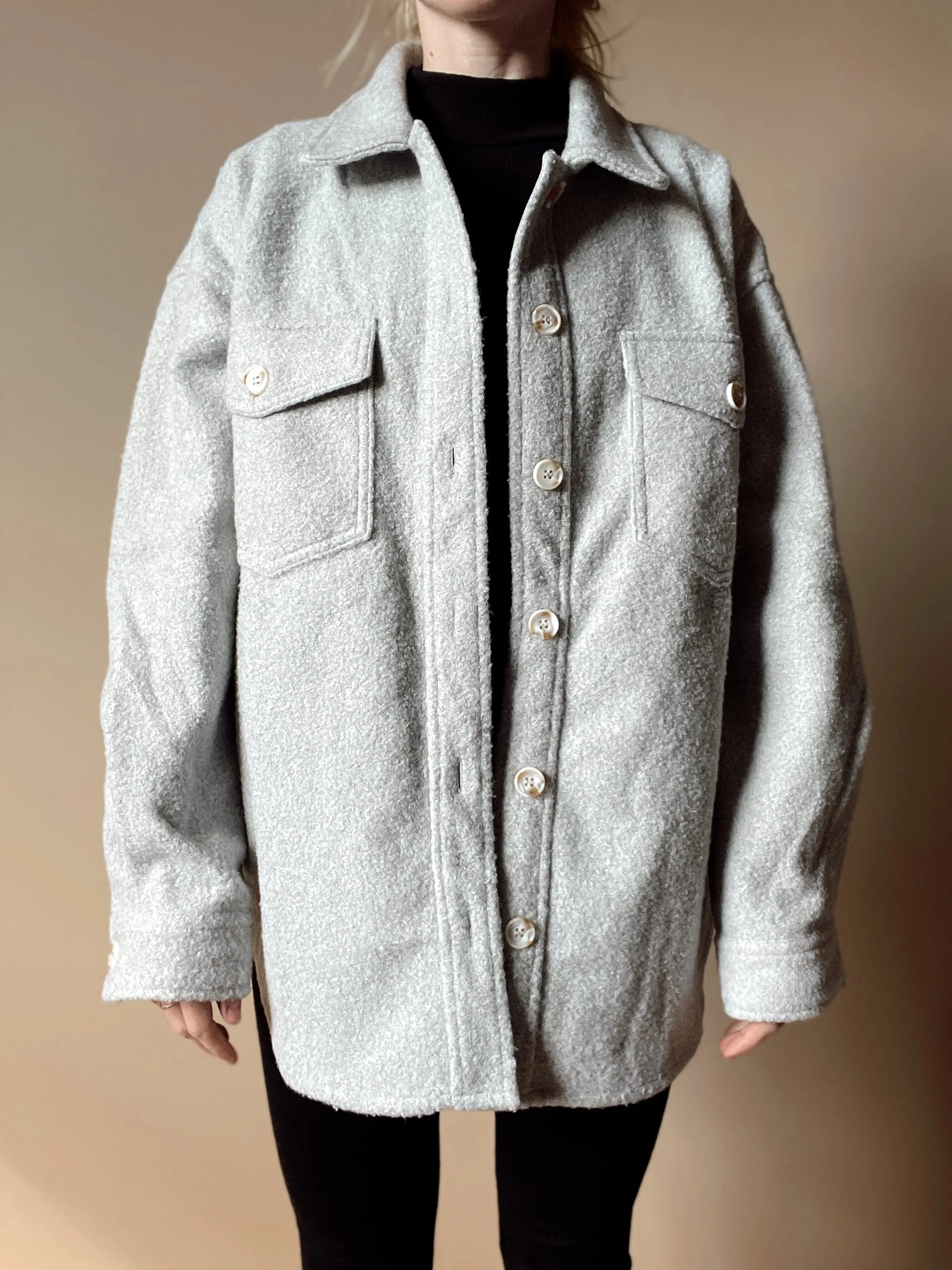 Light Grey Fleece Shacket