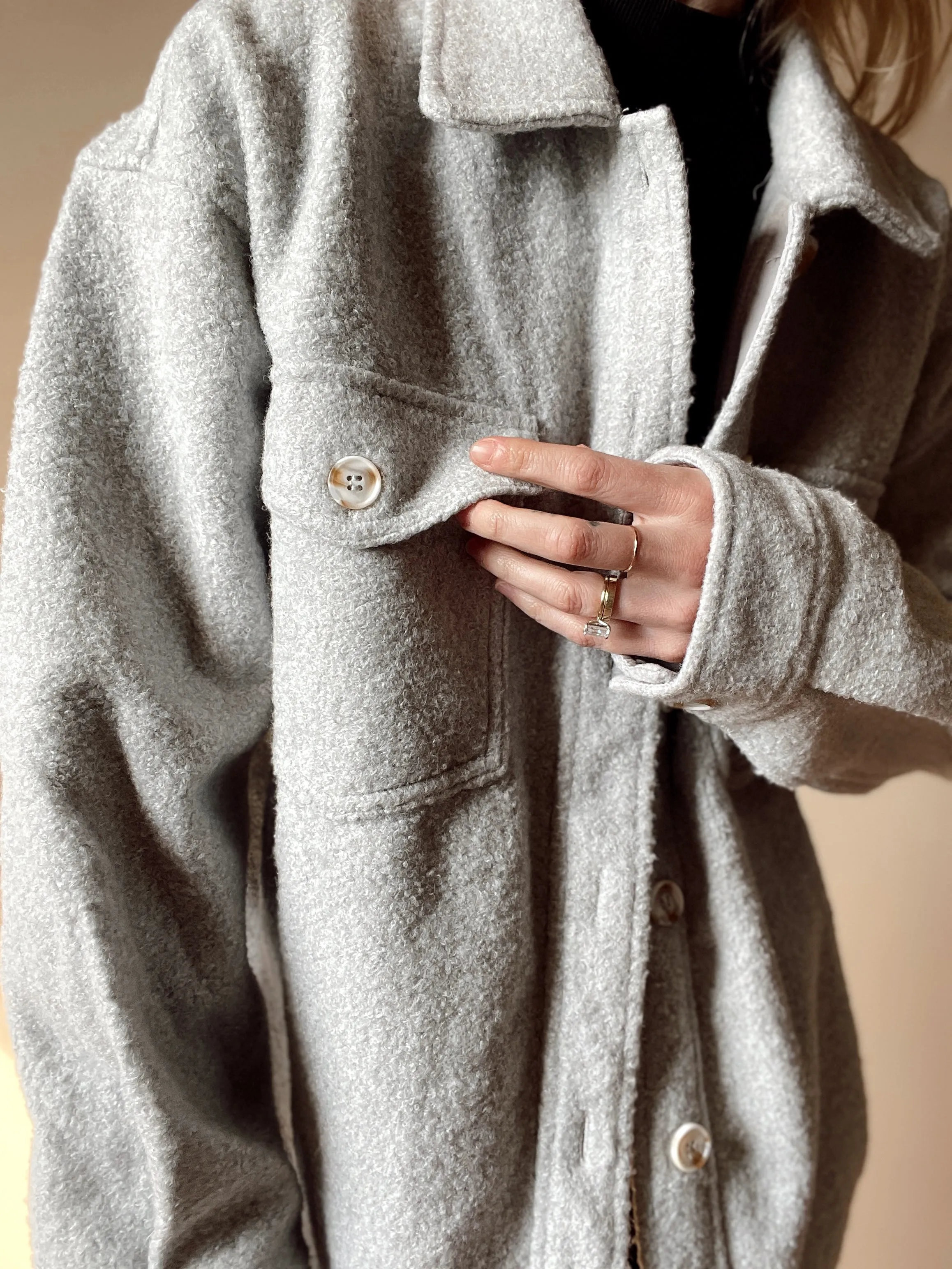 Light Grey Fleece Shacket