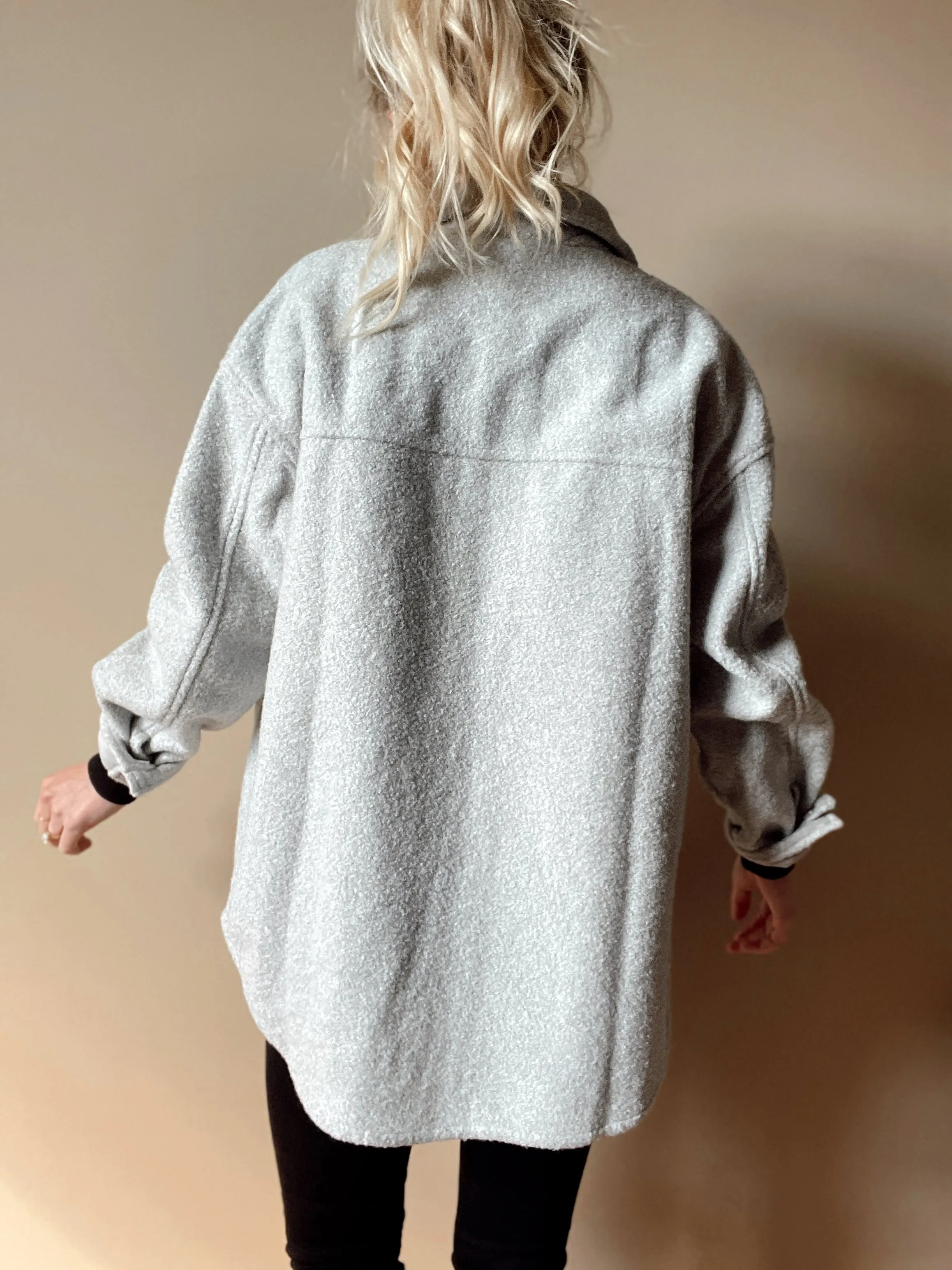 Light Grey Fleece Shacket