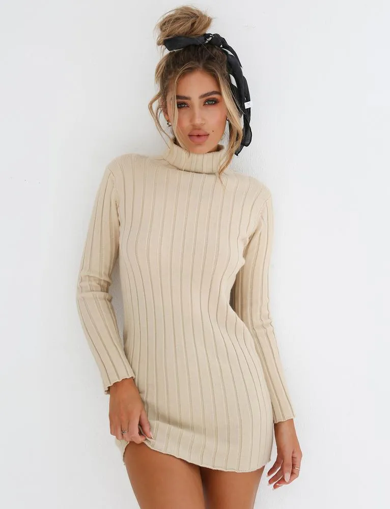 Lilian Long Sleeve Dress - Beige