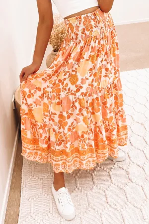 Lillian Maxi Skirt Orange Floral