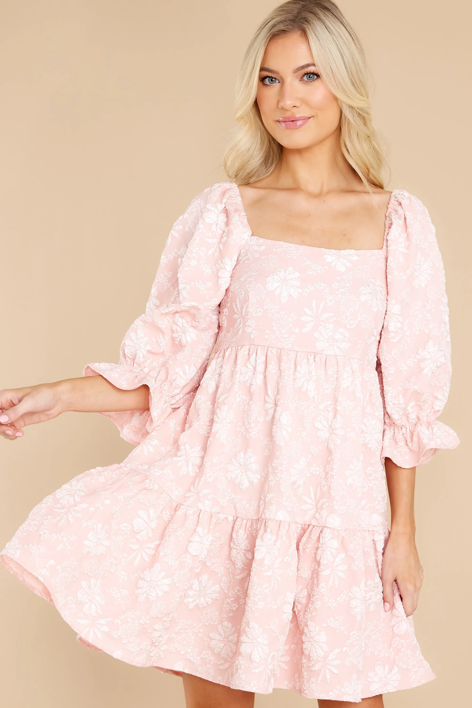 Little Daisy Peach Floral Print Dress