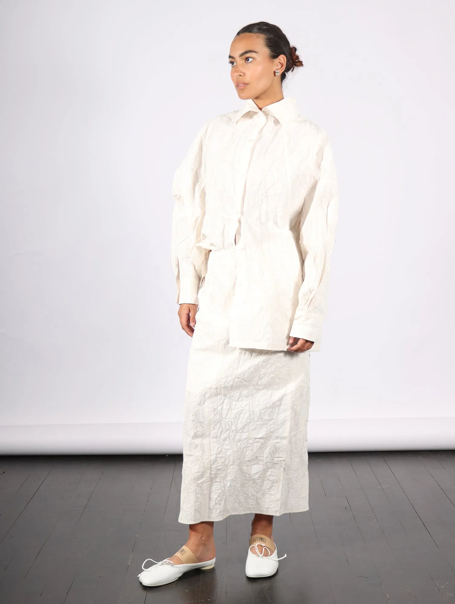 Long Skirt in White Paint by Dawei