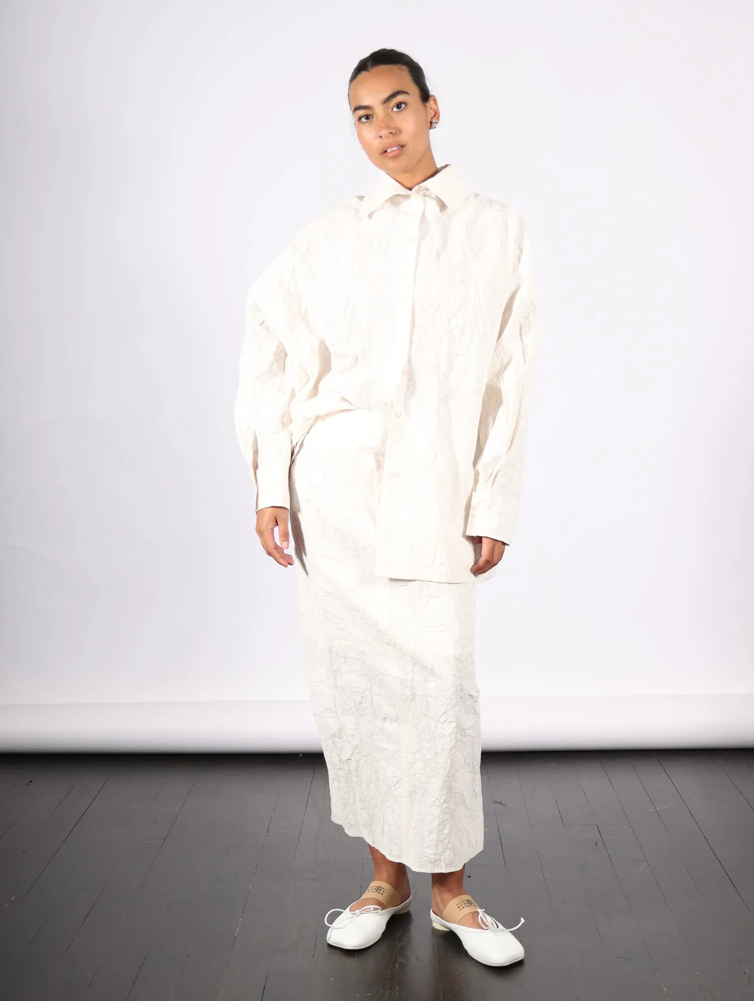 Long Skirt in White Paint by Dawei