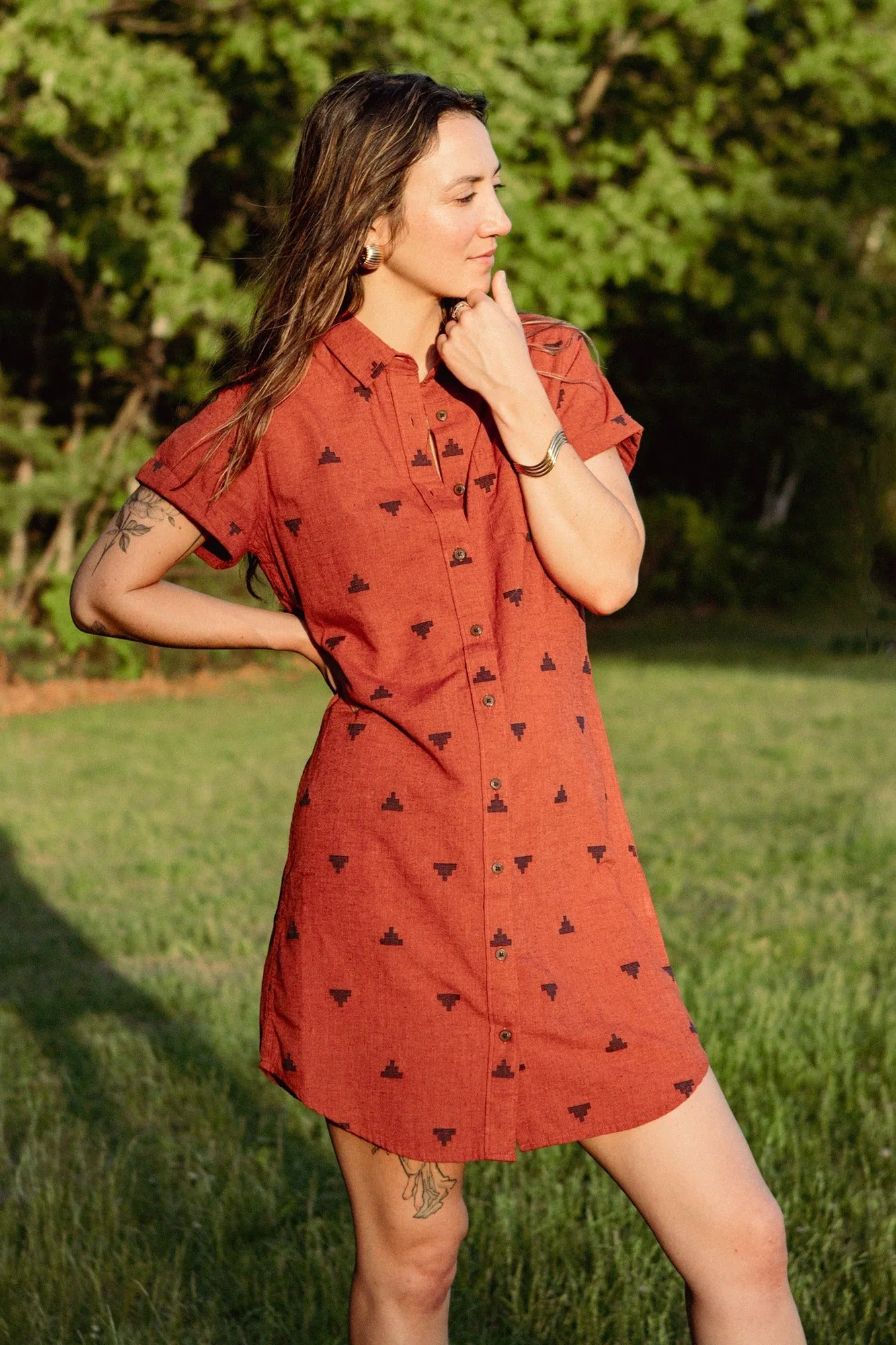 Loren Shirt Dress / Rust Fil-Coupé Pyramids