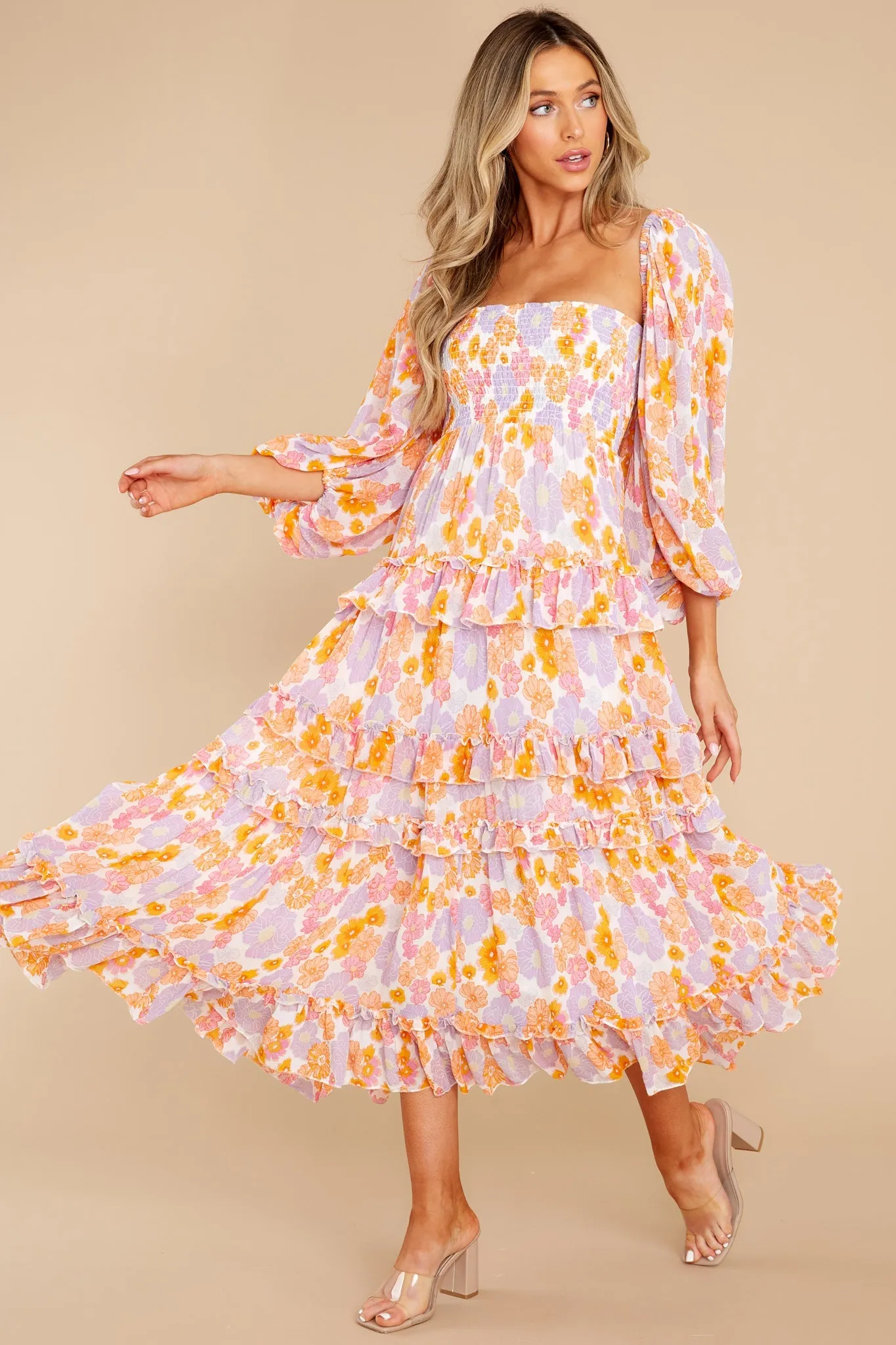 Lourdes Digital Flowers Long Dress