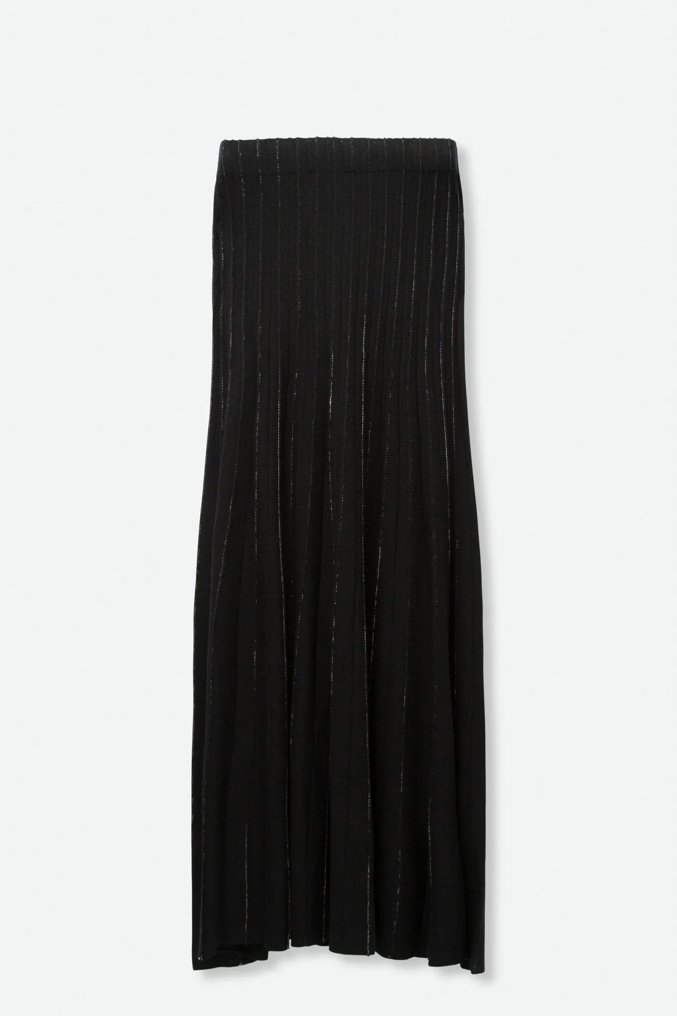 MADISON LONG PLEATED TWO-TONE SKIRT IN FINE MERINO KNIT