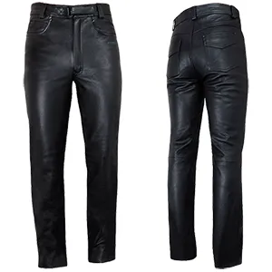 Mens Elite 2 Plain Classic Leather Trousers