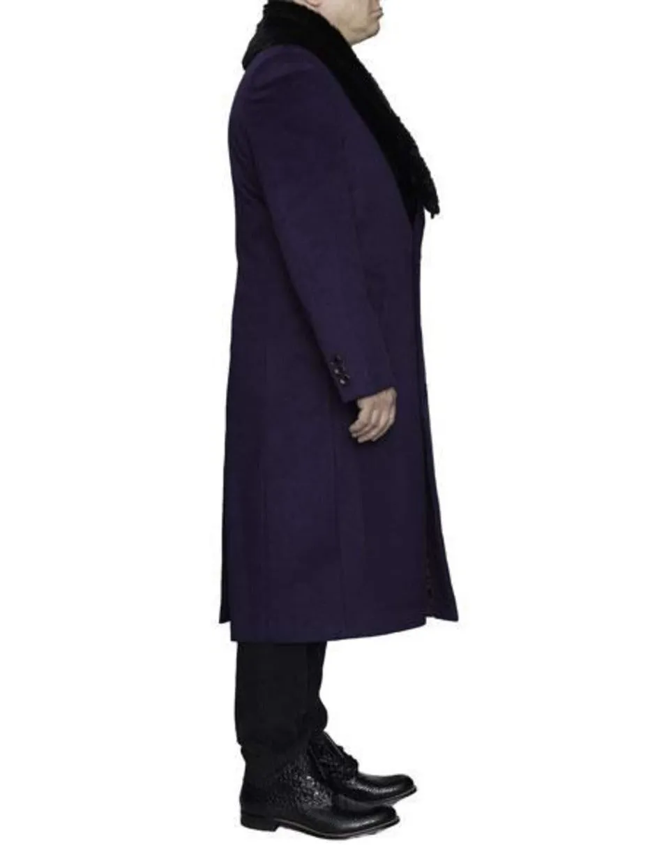 Mens Overcoat - Topcoat For Men - Winter Fabric -  Men's Big And Tall Overcoat Long Men's Dress Topcoat - Winter Coat 4XL 5XL 6XL Purple - Three Quarter 34 Inch Length