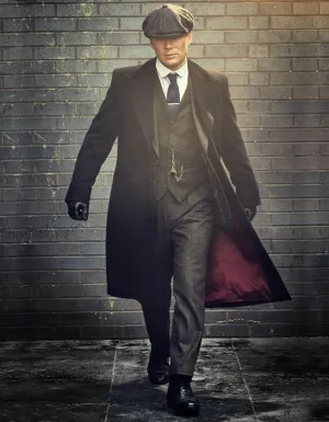 Mens Peaky Blinders Costume Thomas Shelby Suit & Overcoat