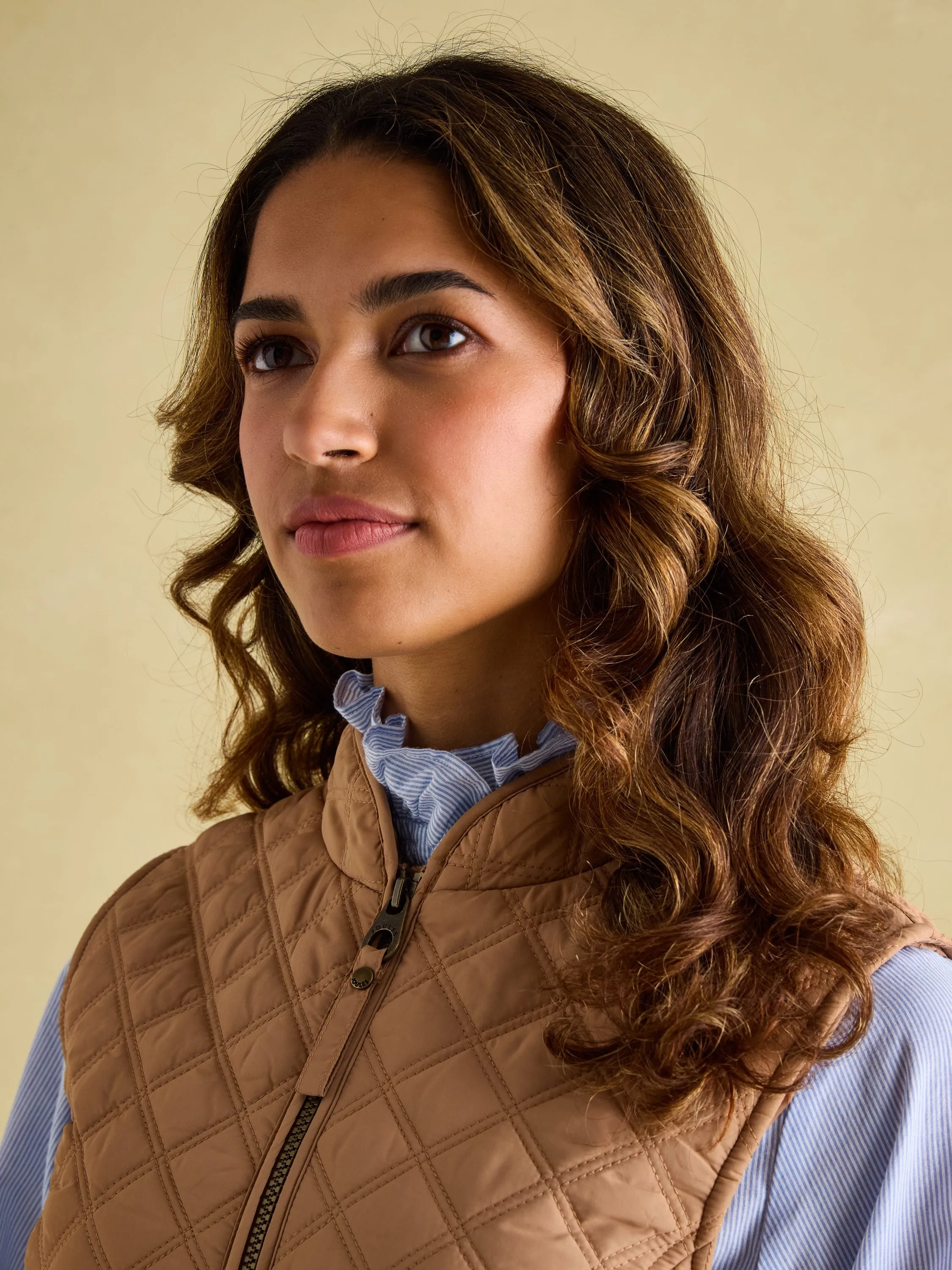 Minx Tan Showerproof Diamond Quilted Gilet